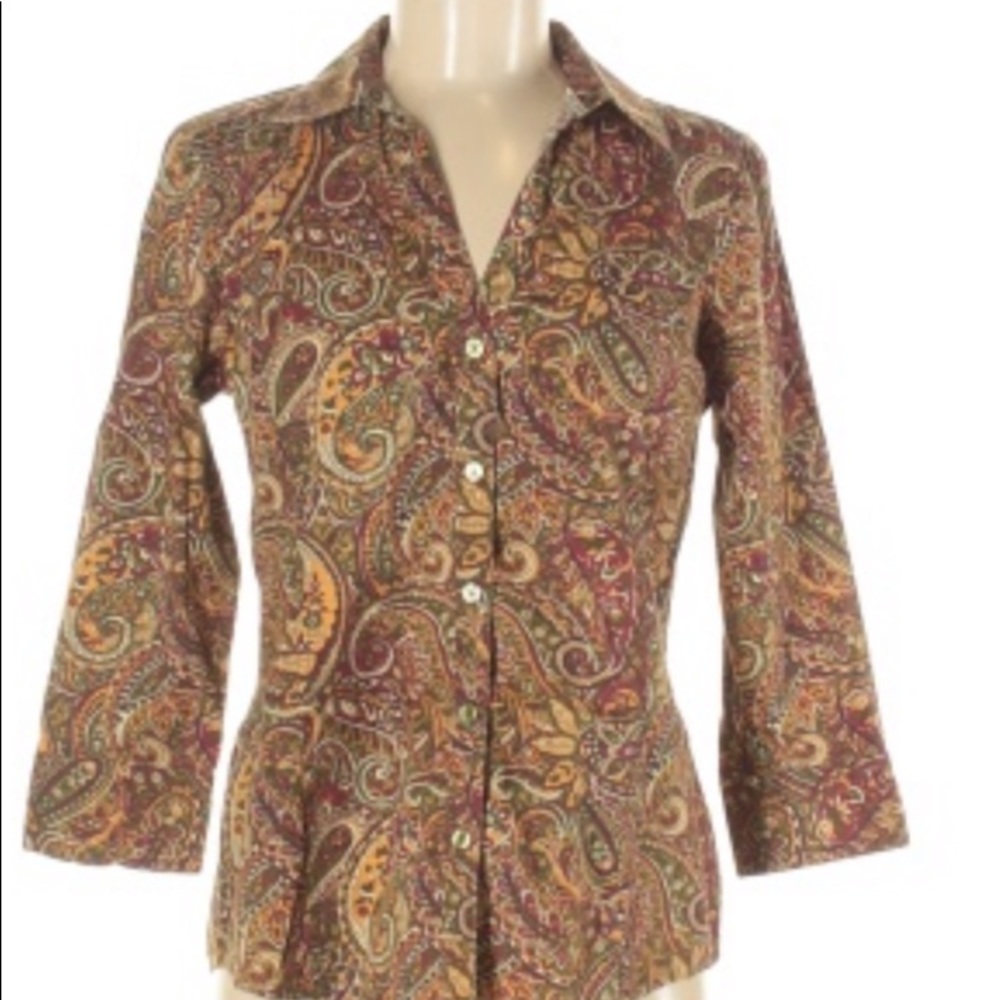 Paisley print button-down shirt